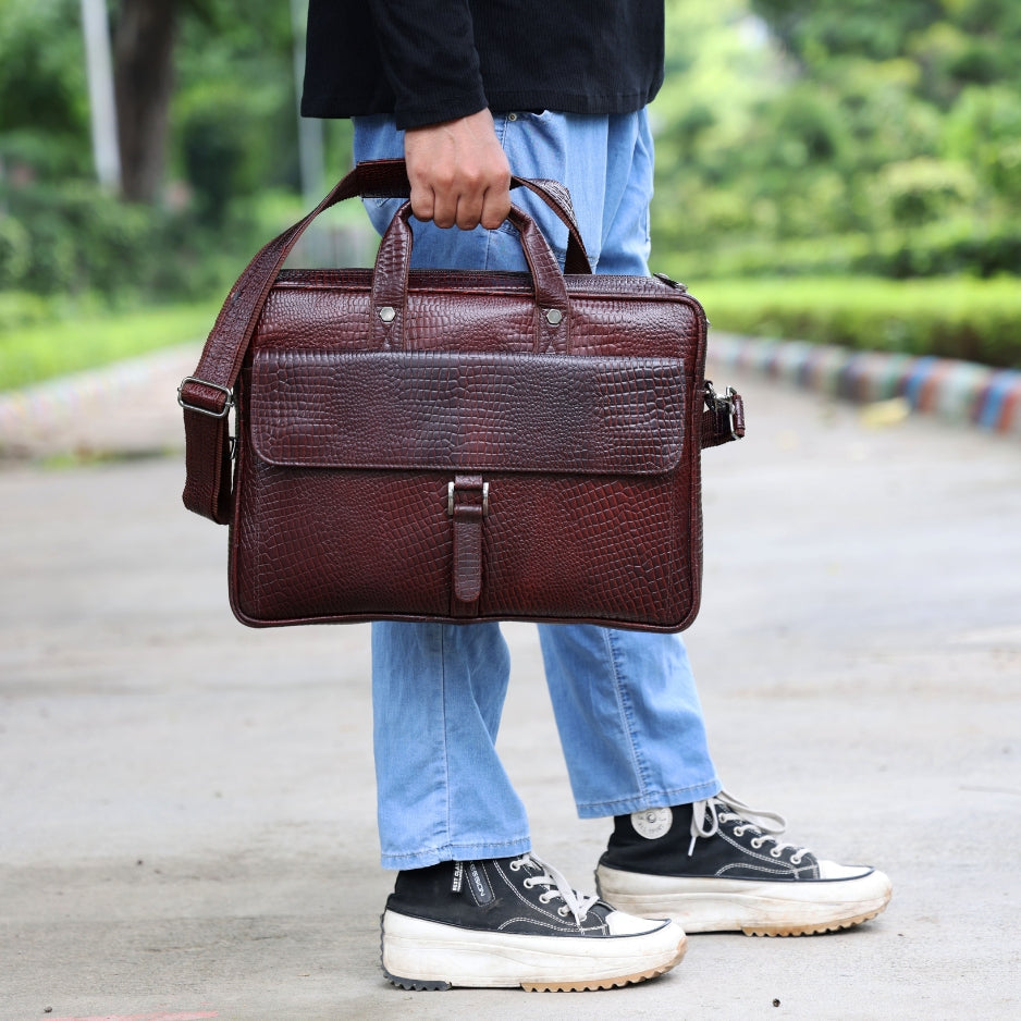 Elevate Your Professional Style: Meet Our Crocodile-Embossed Leather Bag