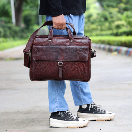 Elevate Your Professional Style: Meet Our Crocodile-Embossed Leather Bag