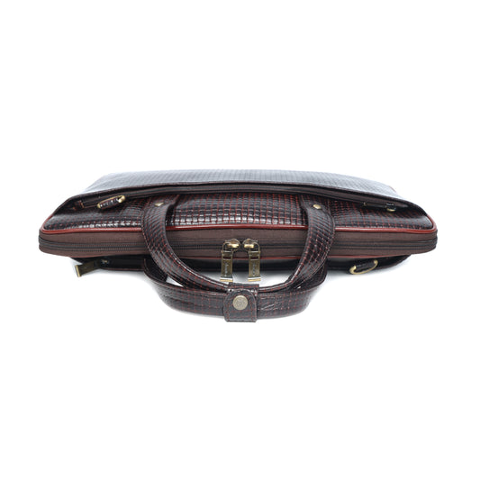 Leather laptop briefcase bag for men, Shoulder office crossbody Bags,  3 Zipper Pockets, 2 inner Spacious Compartments, 16x12x4 inches.