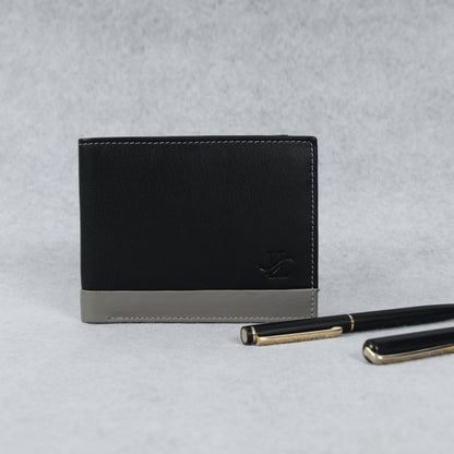 Bifold Leather Wallet For Men With RFID, 2 inner Cash Compartments, 3 Credit Card Slots with Coin pocket, 12.5x10.x3 cm (Black)