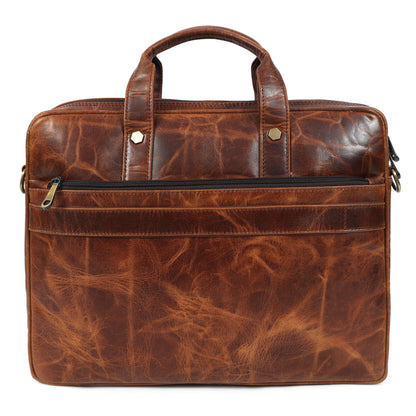 Mens Laptop Bag 16 Inch Vintage Leather, Shoulder Office Crossbody Bag With Ajustable Straps, 3 Zipper Pockets, 1 Flap Pocket, 2 Spacious Compartments.