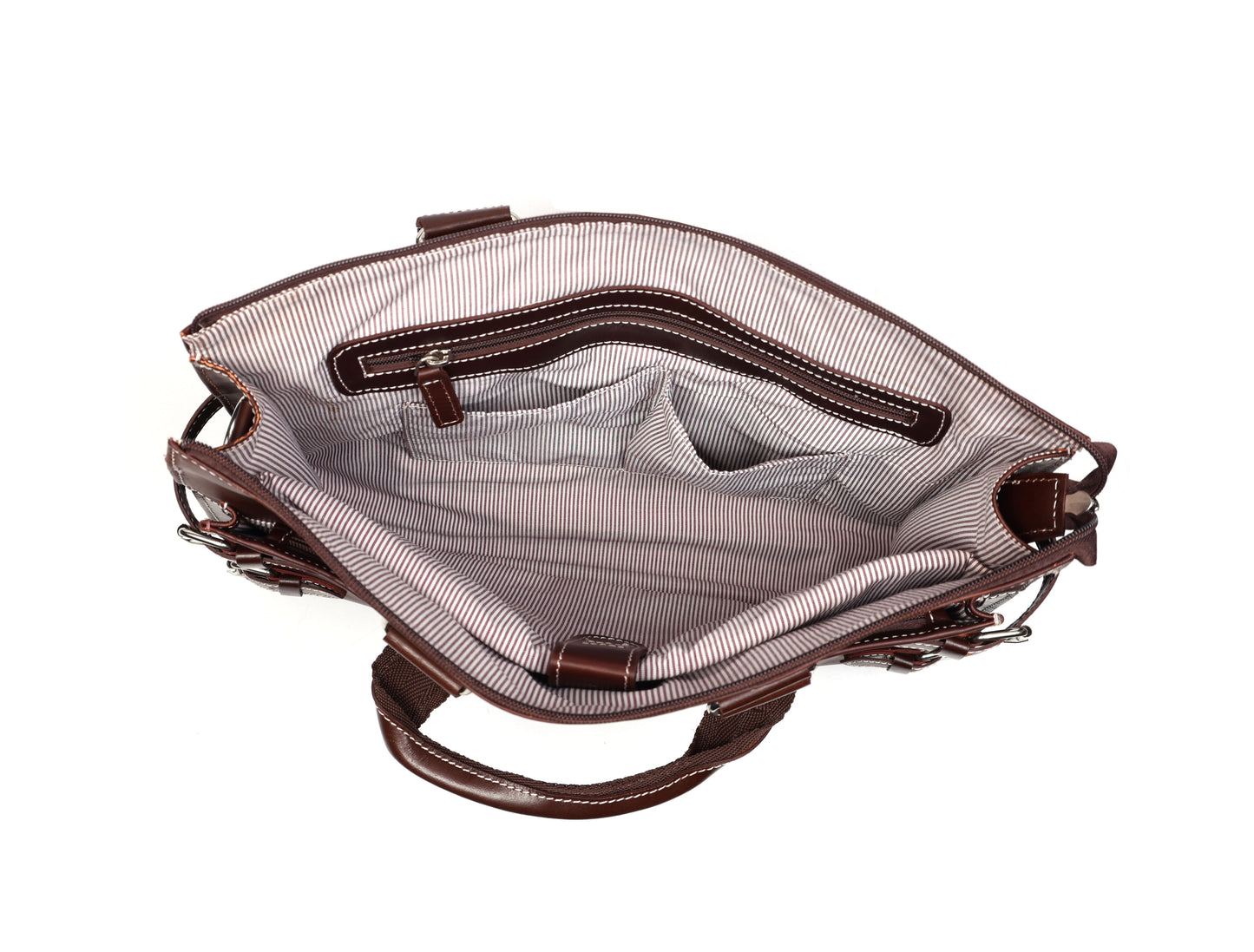 Leather laptop briefcase bag for men, Shoulder office crossbody Bags,  3 Zipper Pockets, 2 inner Spacious Compartments, 16x12x4 inches.