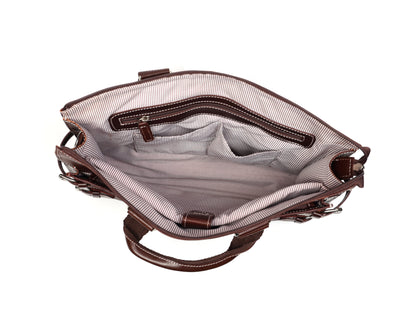 Leather laptop briefcase bag for men, Shoulder office crossbody Bags,  3 Zipper Pockets, 2 inner Spacious Compartments, 16x12x4 inches.