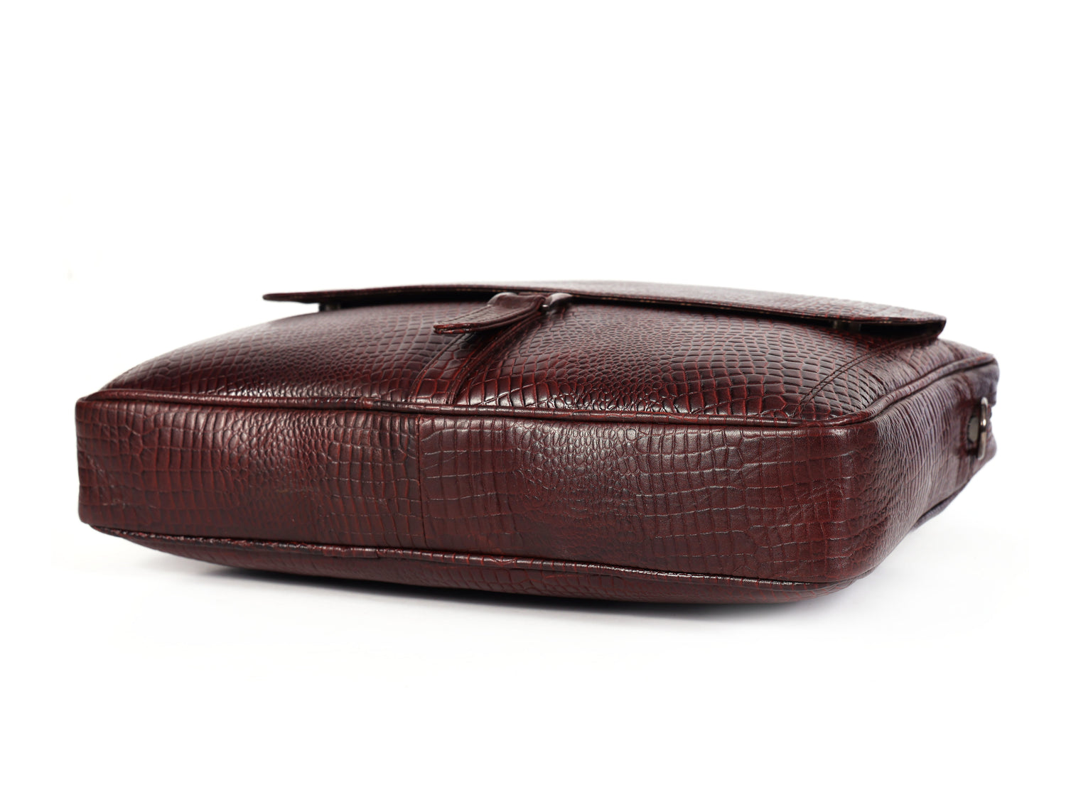 Crocodile Embossed leather bag for men, 5 Zipper Pockets with Spacious Compartments.,12 x 16 x 4 inches.