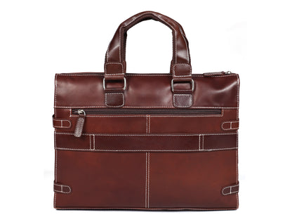 Leather laptop briefcase bag for men, Shoulder office crossbody Bags,  3 Zipper Pockets, 2 inner Spacious Compartments, 16x12x4 inches.
