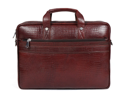 Crocodile Embossed leather bag for men, 5 Zipper Pockets with Spacious Compartments.,12 x 16 x 4 inches.