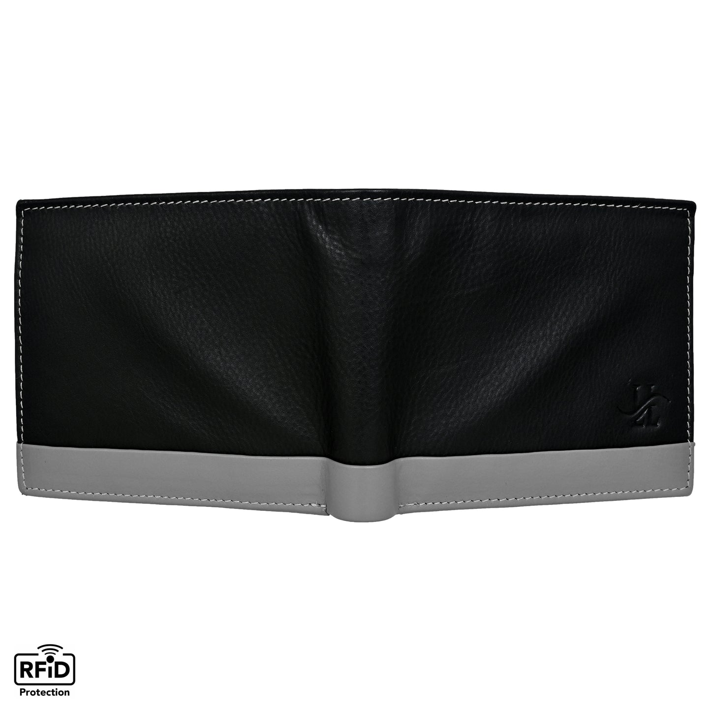 Bifold Leather Wallet For Men With RFID, 2 inner Cash Compartments, 3 Credit Card Slots with Coin pocket, 12.5x10.x3 cm (Black)