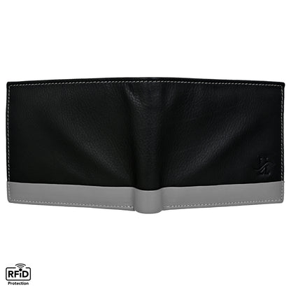 Bifold Leather Wallet For Men With RFID, 2 inner Cash Compartments, 3 Credit Card Slots with Coin pocket, 12.5x10.x3 cm (Black)
